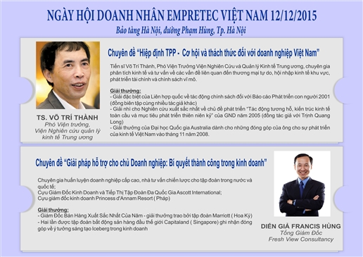 Thông tin Hiệp định TPP và kết nối giao thương trong khuôn khổ Ngày hội danh nhân Empretec 12/12/2015